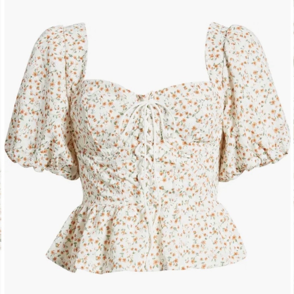 Astr Floral Print Puff Sleeve Blouse - Picture 2 of 6